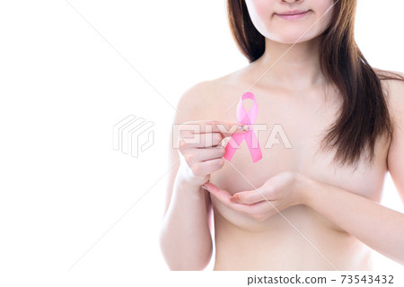 粉紅絲帶的裸體女人乳腺癌篩查早期發現推薦推薦圖像 粉紅絲帶的裸體女人乳腺癌篩查早期發現推薦推薦圖像 73543432