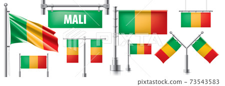 Vector set of the national flag of Mali in various creative designs Vector set of the national flag of Mali in various creative designs 73543583