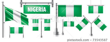 Vector set of the national flag of Nigeria in various creative designs 73543587
