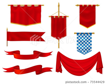 Medieval flags and banners royal vector red fabric Medieval flags and banners royal vector red fabric 73544429