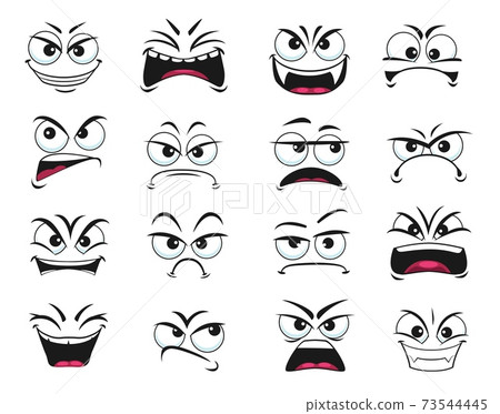 Cartoon face expression isolated vector icons set 73544445