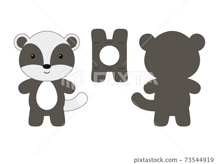 Cute die cut badger chocolate egg holder template. Retail paper box for the easter egg. Printable color scheme. Laser cutting vector template. Isolated vector packaging design illustration. 73544919