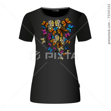 Butterfly print on the T-shirt. Vector illustration Butterfly print on the T-shirt. Vector illustration 73545101