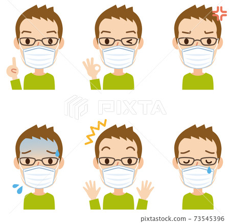戴著面具的男性面部表情集 73545396
