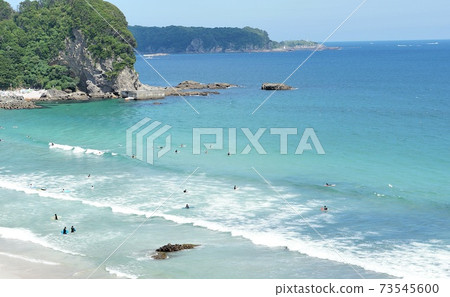 The beach seen from the upper floor of the hotel on the cliff The beach seen from the upper floor of the hotel on the cliff 73545600