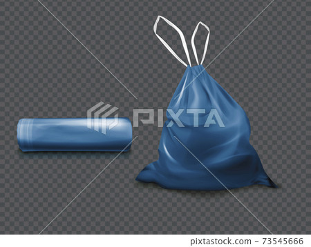 Realistic Detailed 3d Blue Plastic Bag Set. Vector 73545666