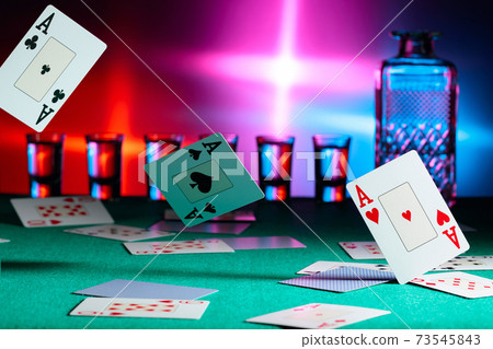 Cards fall on a casino table . Concept of gambling. 73545843