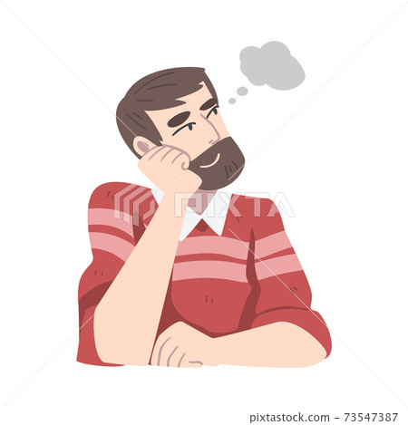 Dreaming Man with Beard Fantasizing Imagining Something in His Head Vector Illustration Dreaming Man with Beard Fantasizing Imagining Something in His Head Vector Illustration 73547387