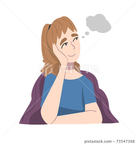 Starry-eyed Woman Dreaming and Fantasizing Imagining Something in Her Head Vector Illustration Starry-eyed Woman Dreaming and Fantasizing Imagining Something in Her Head Vector Illustration 73547398