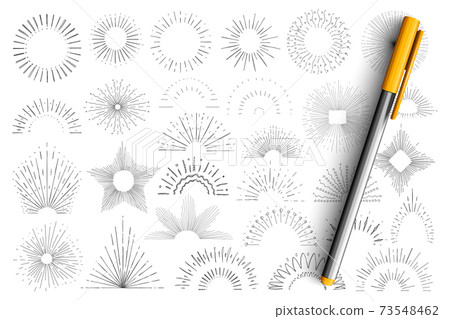 Star and sun rays doodle set 73548462