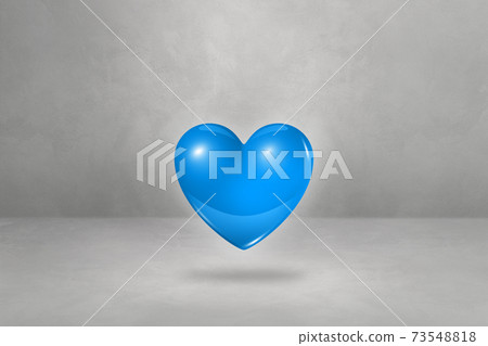 3D blue heart on a concrete studio background 73548818