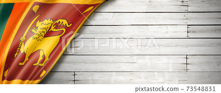 Sri Lanka flag on old white wall banner 73548831