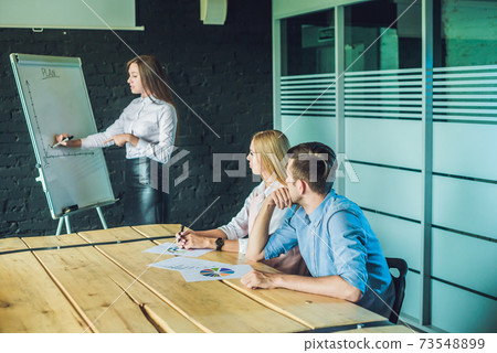 Young, attractive professionals having business training Young, attractive professionals having business training 73548899