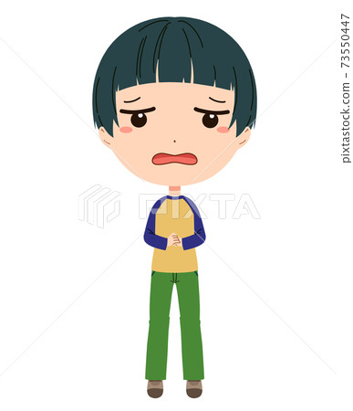 Full-body illustration of a boy with anxious... - Stock Illustration ...