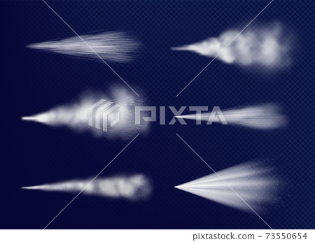 Transparent vapor. Chemical beauty water spray cosmetics decent vector set 73550654