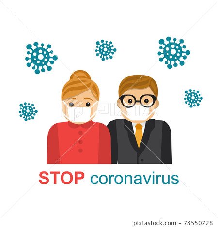 couple people family wearing masks and the virus around 73550728
