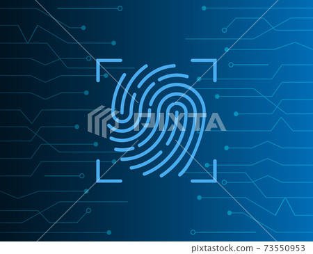 Biometric data, fingerprint, scan icon. Vector illustration, flat design. 73550953