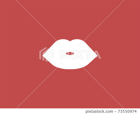 Human lips, senses icon, red background. Vector illustration. 73550974