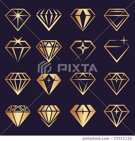 Diamond logo. Stylized geometrical jewelry brilliants and diamond stones recent vector collection Diamond logo. Stylized geometrical jewelry brilliants and diamond stones recent vector collection 73551118