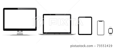 Isolated digital devices with blank empty screen 73551419