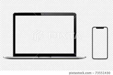 Isolated laptop and mobile phone with transparent screen Isolated laptop and mobile phone with transparent screen 73551430