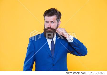 Grow mustache. businessman formal suit. handsome Grow mustache. businessman formal suit. handsome 73551468