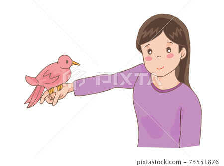 Girl with a bird in her hand Girl with a bird in her hand 73551876