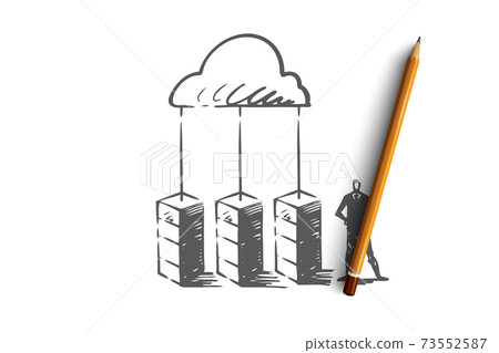 Server, cloud, system, database, storage concept. Hand drawn isolated vector. Server, cloud, system, database, storage concept. Hand drawn isolated vector. 73552587