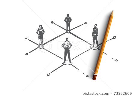 Networking, people, connection, internet, social concept. Hand drawn isolated vector. 73552609