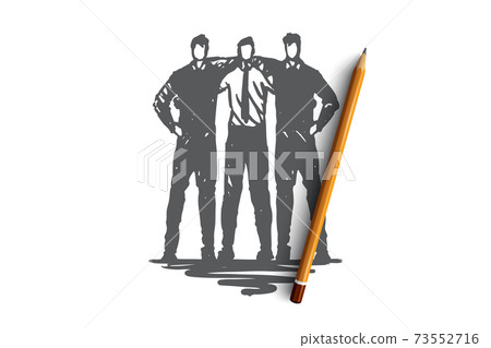 Command, team, friends, work, business concept. Hand drawn isolated vector. 73552716