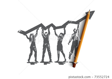 Analysis, graph, line, search, growth concept. Hand drawn isolated vector. 73552724