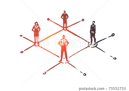 Networking, people, connection, internet, social concept. Hand drawn isolated vector. 73552733