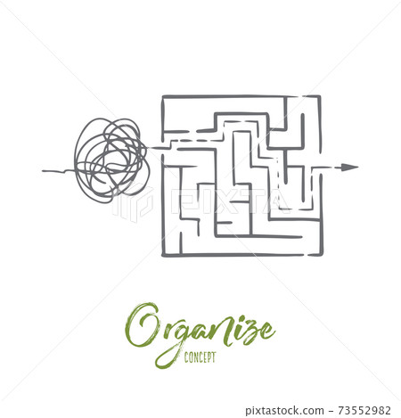 Organize, order, control, sort, chaos concept. Hand drawn isolated vector. 73552982
