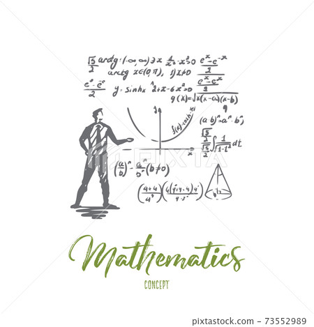 Mathematics, education, science, school, study concept. Hand drawn isolated vector. Mathematics, education, science, school, study concept. Hand drawn isolated vector. 73552989