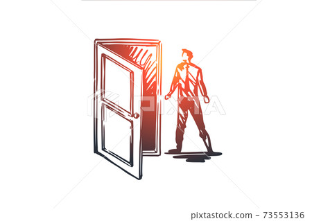 Access, door, open, enter, business concept. Hand drawn isolated vector. Access, door, open, enter, business concept. Hand drawn isolated vector. 73553136