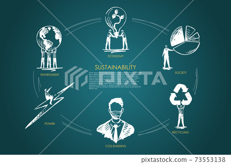 sustainability, economy, society, recycling, CO2-emissing,enviroment vector set sustainability, economy, society, recycling, CO2-emissing,enviroment vector set 73553138