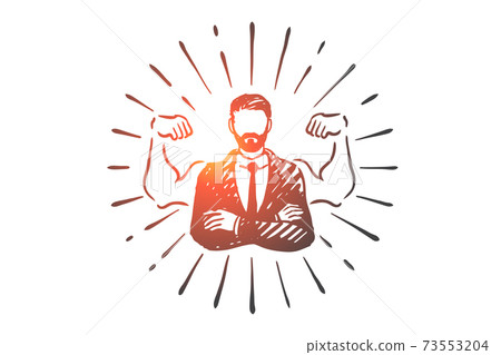 Hipster businessman, beard, manager, work, suit concept. Hand drawn isolated vector. 73553204