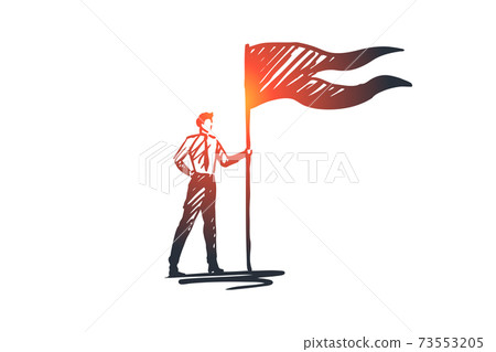 Goals, flag, winner, success, leader concept. Hand drawn isolated vector. Goals, flag, winner, success, leader concept. Hand drawn isolated vector. 73553205