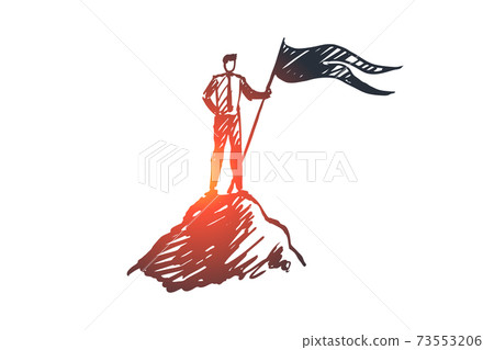 Goal, top, leadership, achievement, winner concept. Hand drawn isolated vector. Goal, top, leadership, achievement, winner concept. Hand drawn isolated vector. 73553206