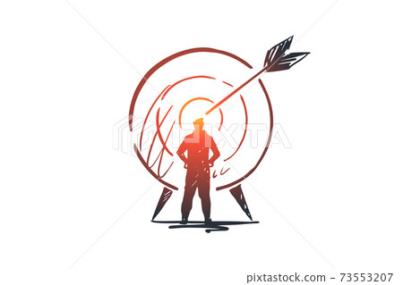 Goal, success, target, aim, arrow concept. Hand drawn isolated vector. 73553207
