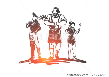 Gang, bandits, criminal, gangster, gun concept. Hand drawn isolated vector. Gang, bandits, criminal, gangster, gun concept. Hand drawn isolated vector. 73553208