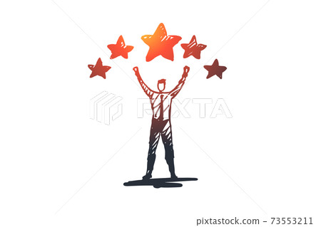 Experience, satisfaction, positive, rating concept. Hand drawn isolated vector. Experience, satisfaction, positive, rating concept. Hand drawn isolated vector. 73553211