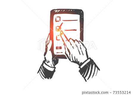E-education, tablet, digital, technology, library concept. Hand drawn isolated vector. E-education, tablet, digital, technology, library concept. Hand drawn isolated vector. 73553214