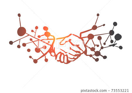Business technology, hand, future, digital, network concept. Hand drawn isolated vector. 73553221