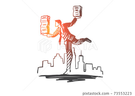 Business balance, businessman, management, career concept. Hand drawn isolated vector. 73553223