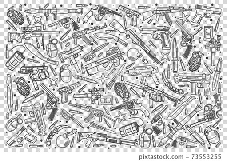 Weapons doodle set 73553255