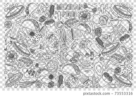 Mexican food doodle set 73553316