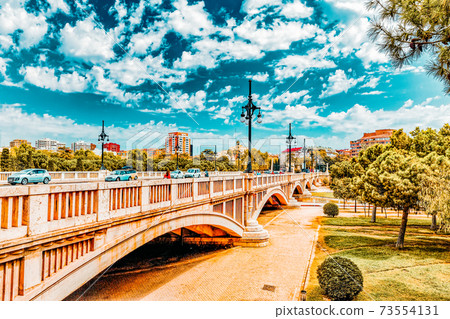 Cityscape of Valencia - third size population  city in Spain. 73554131