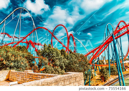 Roller Coaster in funny amusement park Roller Coaster in funny amusement park 73554166