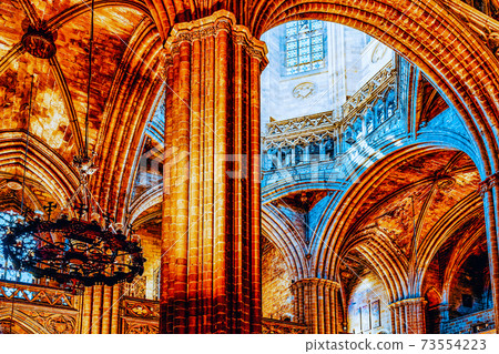 Inside Cathedral. Cathedral of the Holy Cross and Saint Eulalia. Barcelona Inside Cathedral. Cathedral of the Holy Cross and Saint Eulalia. Barcelona 73554223